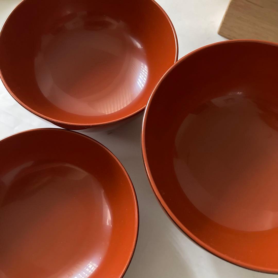 【未使用品】希少 三つ椀×2セット なかにし正 むさしの漆工芸 桐箱入り 漆器