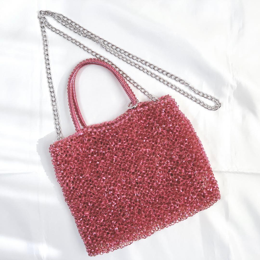 美品✨ アンテプリマ スタンダードスクエア ミディアム フクシアピンク チェーン