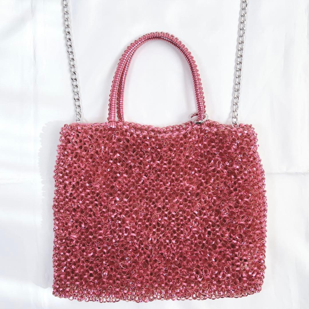 美品✨ アンテプリマ スタンダードスクエア ミディアム フクシアピンク チェーン