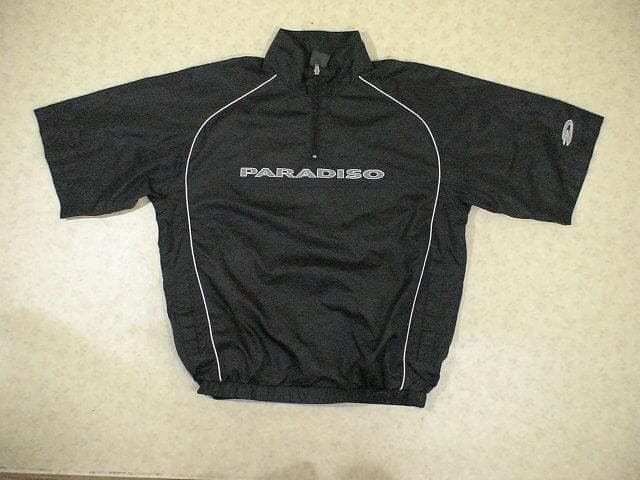 62867　パラディーゾ　裏メッシュ　ハーフジップ半袖トップス　黒　Ｌ