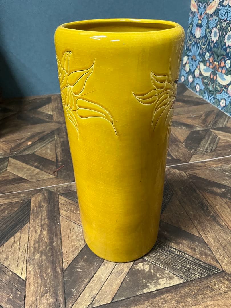 たむ ＊陶器 傘立て インテリア 昭和レトロ 黄色 玄関