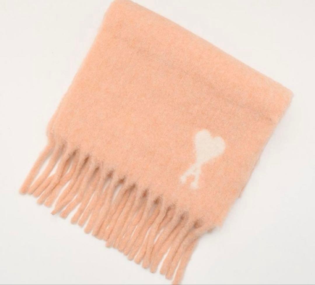 【新品】今季Ami DE COEUR マフラー　スカーフ　パウダー QR付正規品