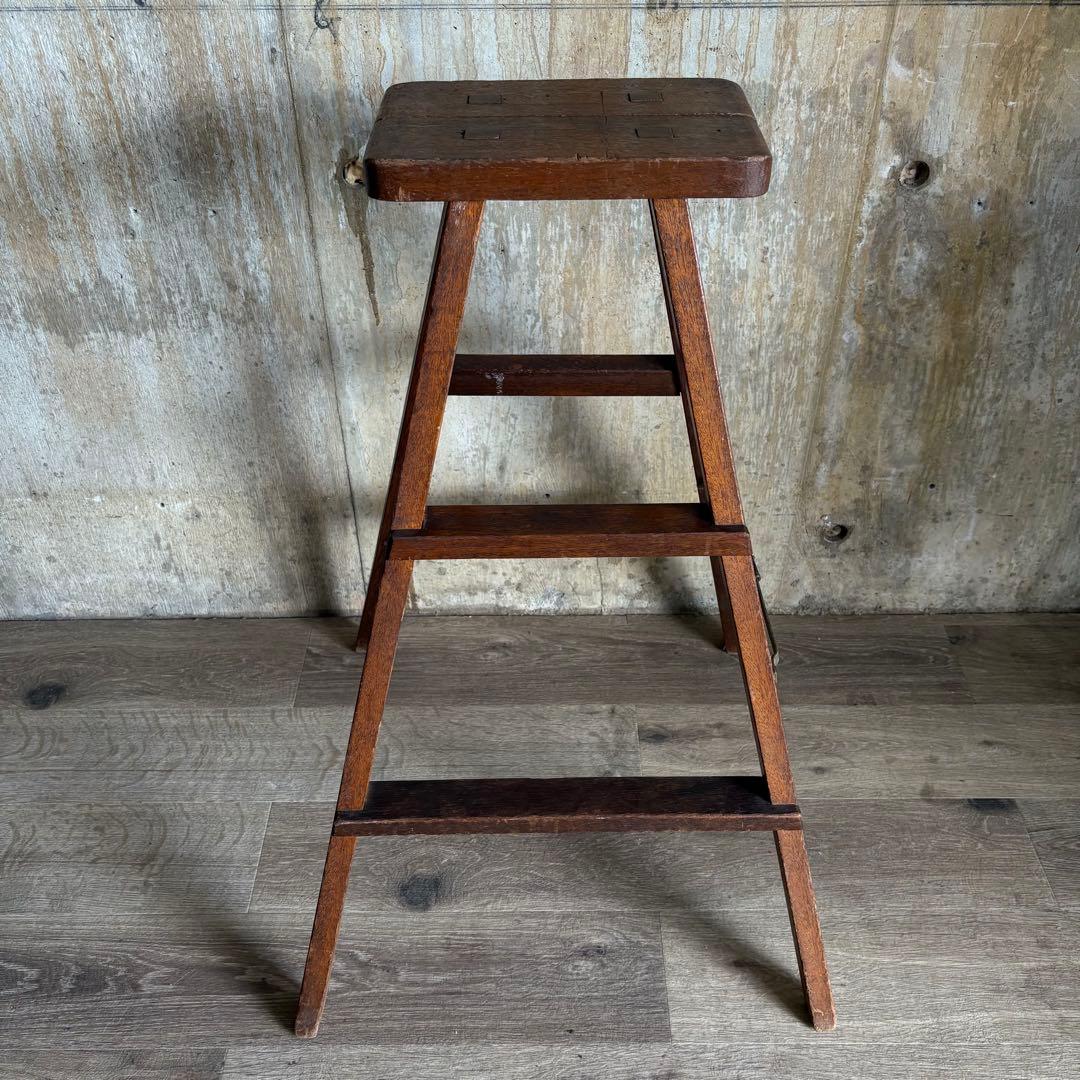 古道具　ヴィンテージ ラダー　脚立　無垢材　レトロ　アンティーク