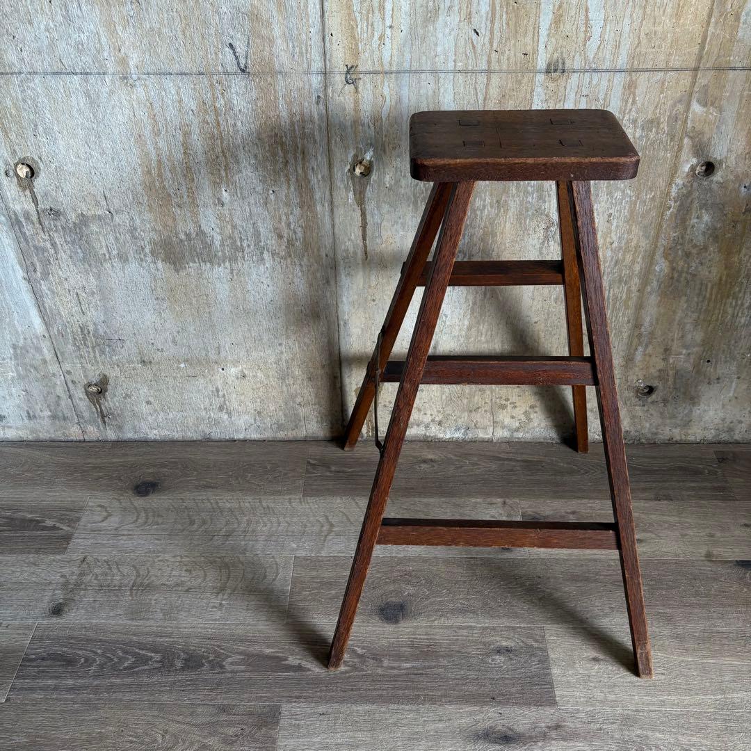 古道具　ヴィンテージ ラダー　脚立　無垢材　レトロ　アンティーク
