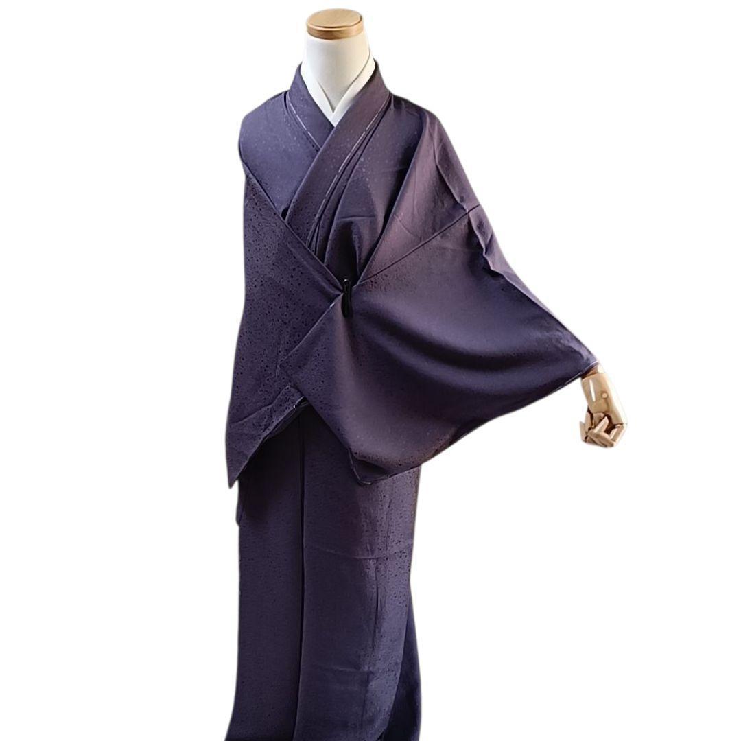 LULU41 着物 正絹 色無地 紫 美品 トールサイズ