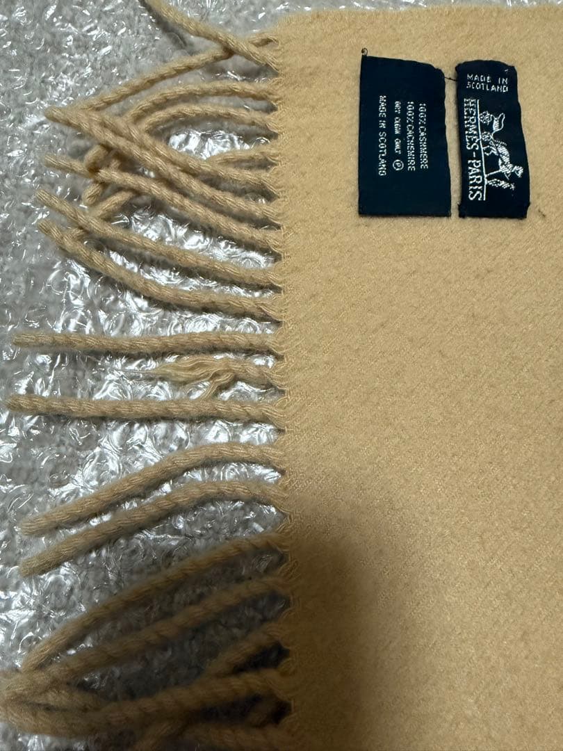 HERMES カシミヤ マフラー ベージュ