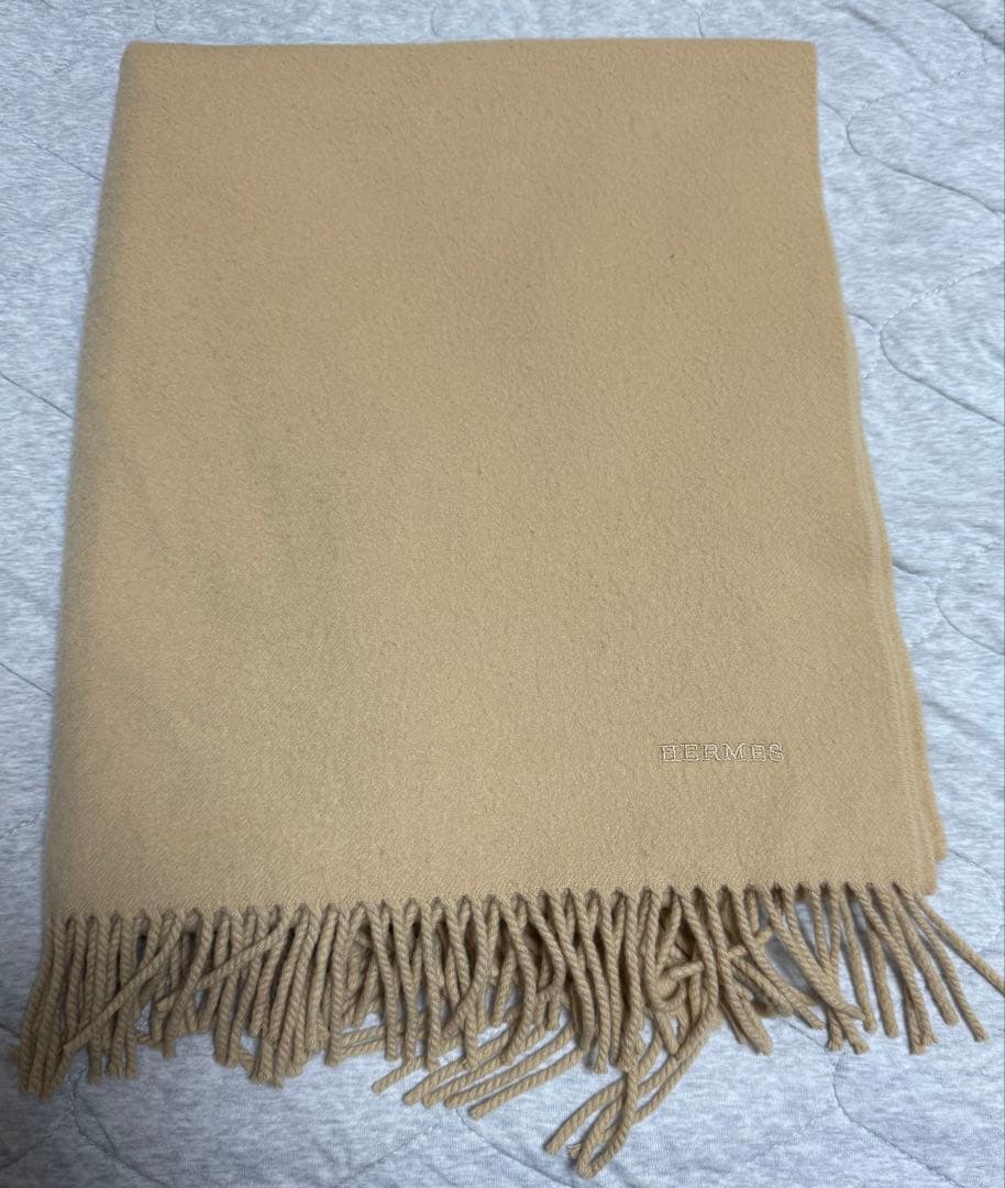 HERMES カシミヤ マフラー ベージュ