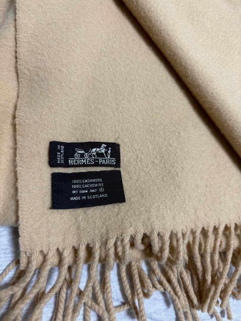 HERMES カシミヤ マフラー ベージュ