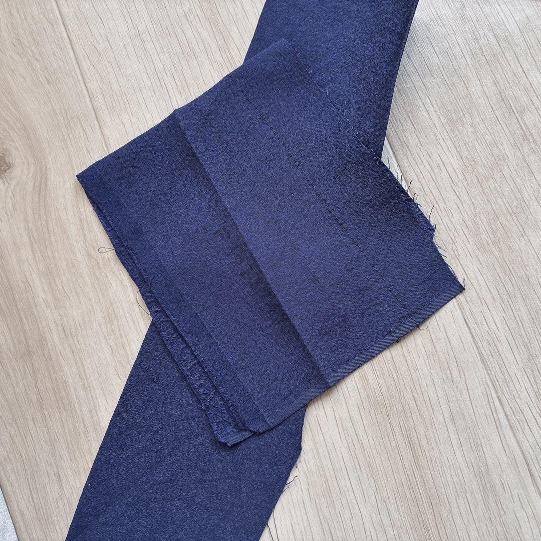 色無地　フルセット　着物　正絹　ブルー系　地紋　しつけ糸付き　一つ紋　共布　N3
