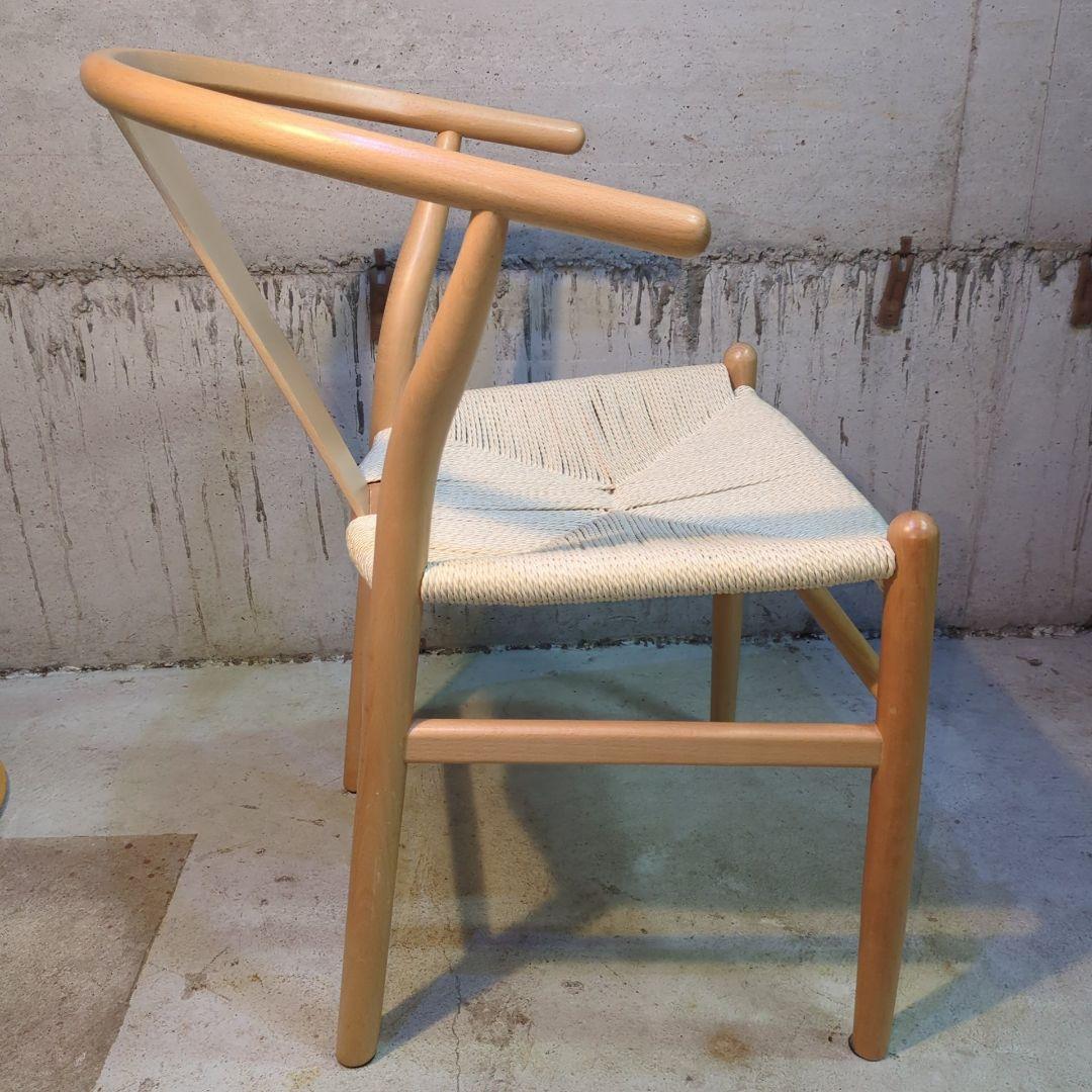 美品！ペーパーコード 天然木アームチェア ダイニングチェア Yチェア風 曲木　②