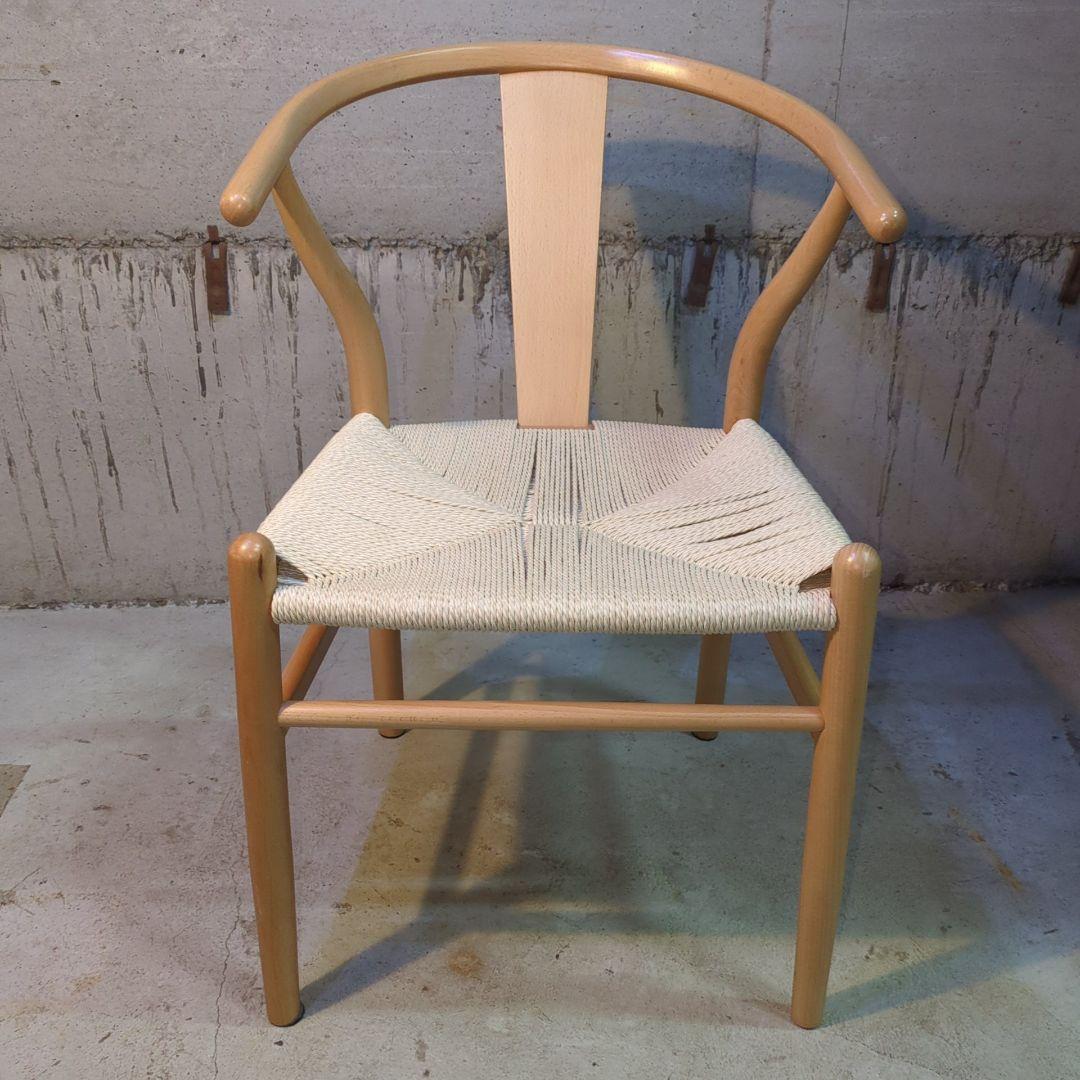 美品！ペーパーコード 天然木アームチェア ダイニングチェア Yチェア風 曲木　②