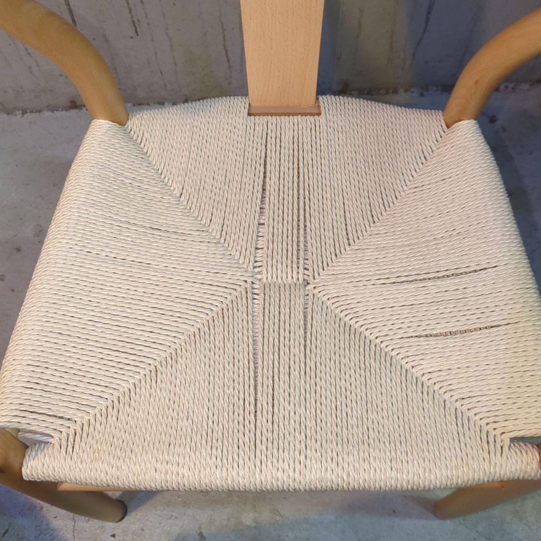 美品！ペーパーコード 天然木アームチェア ダイニングチェア Yチェア風 曲木　②