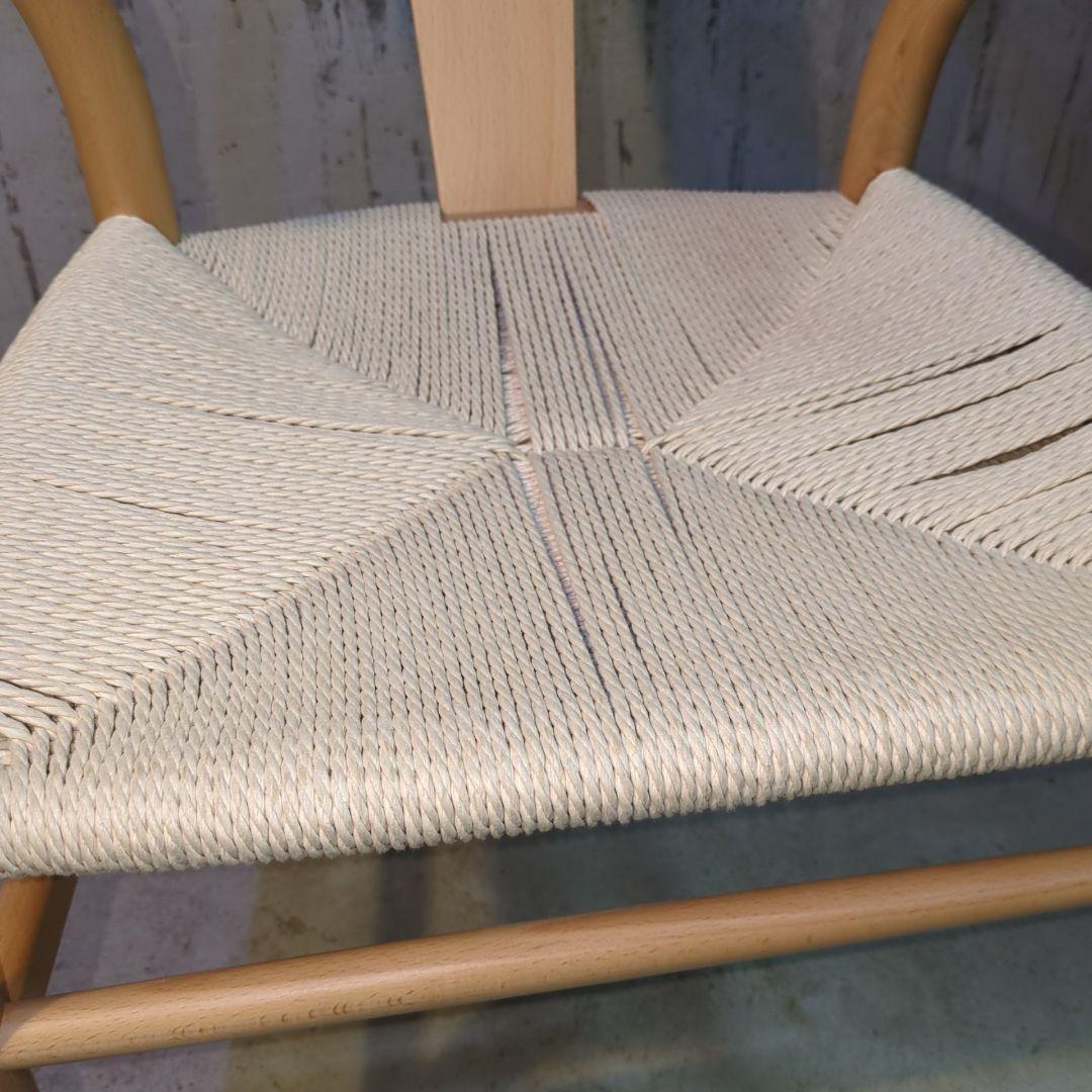 美品！ペーパーコード 天然木アームチェア ダイニングチェア Yチェア風 曲木　②