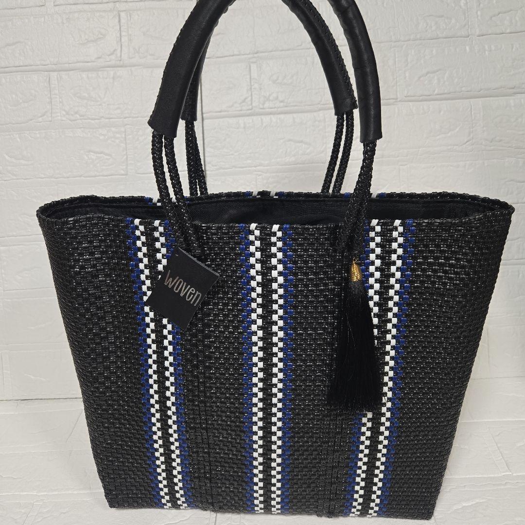 【未使用扱】WOVEN ストライプ かごバッグ