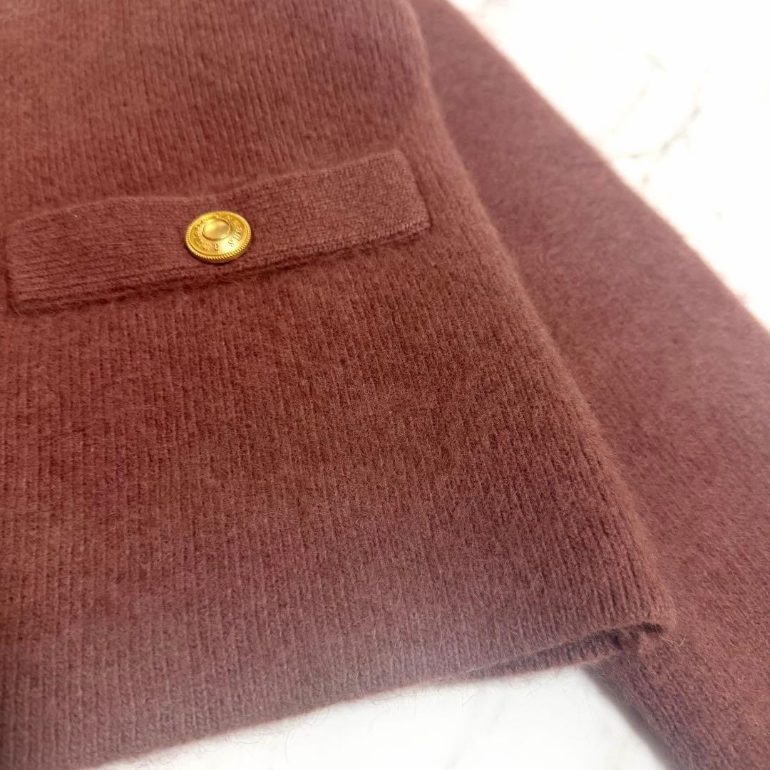 【美品】完売品✨️アニュアンス ラクーン ブレンド ノーカラー ニット ジャケット