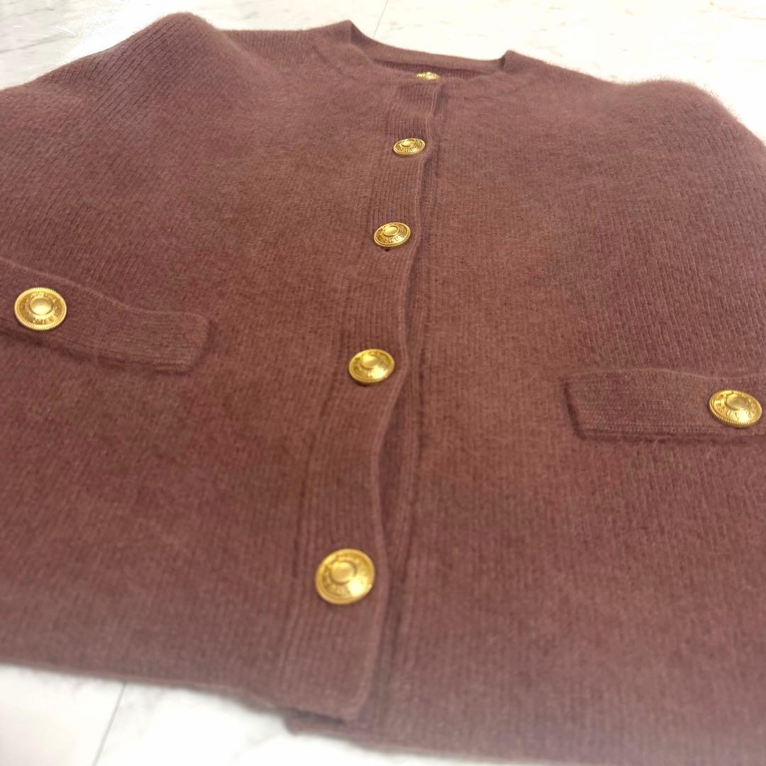 【美品】完売品✨️アニュアンス ラクーン ブレンド ノーカラー ニット ジャケット