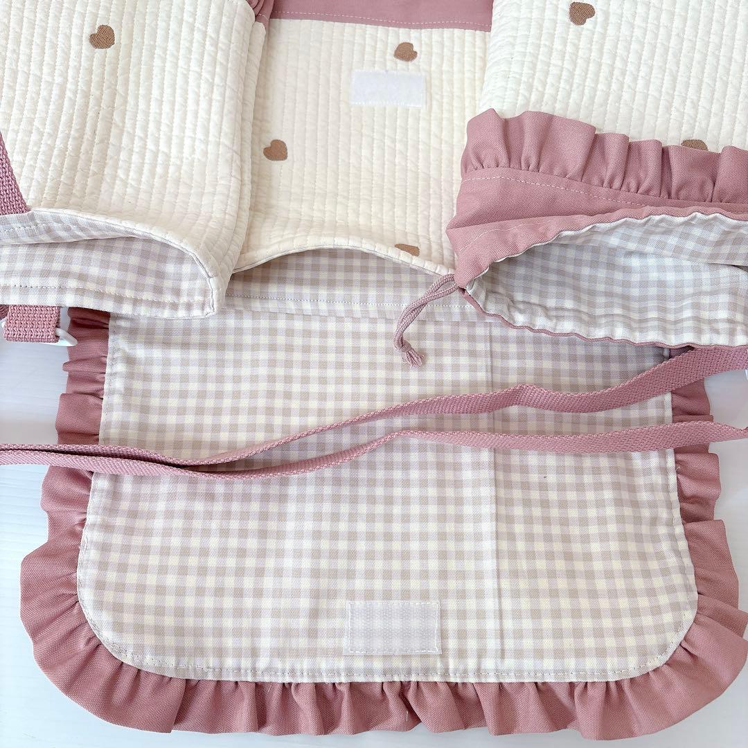 図書バッグ　上履き入れ　体操服袋　ヌビ　ハート刺繍