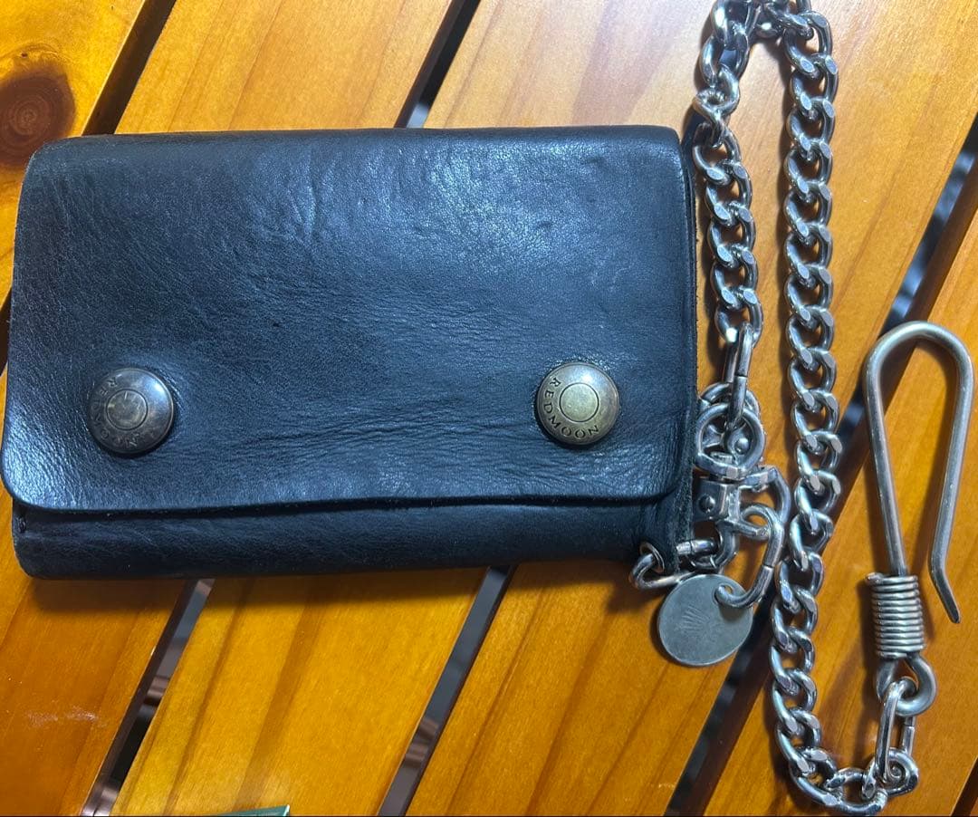 レッドムーンREDMOON2つ折り財布 TW01-MID ブラック チェーン付き