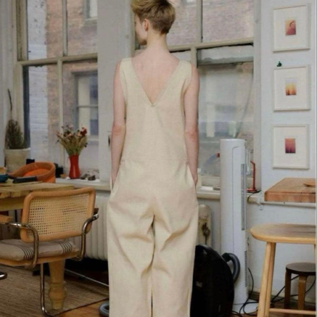 新品未使用❤️ベースレンジ コットンオーバーオール ナチュラル Mサイズ