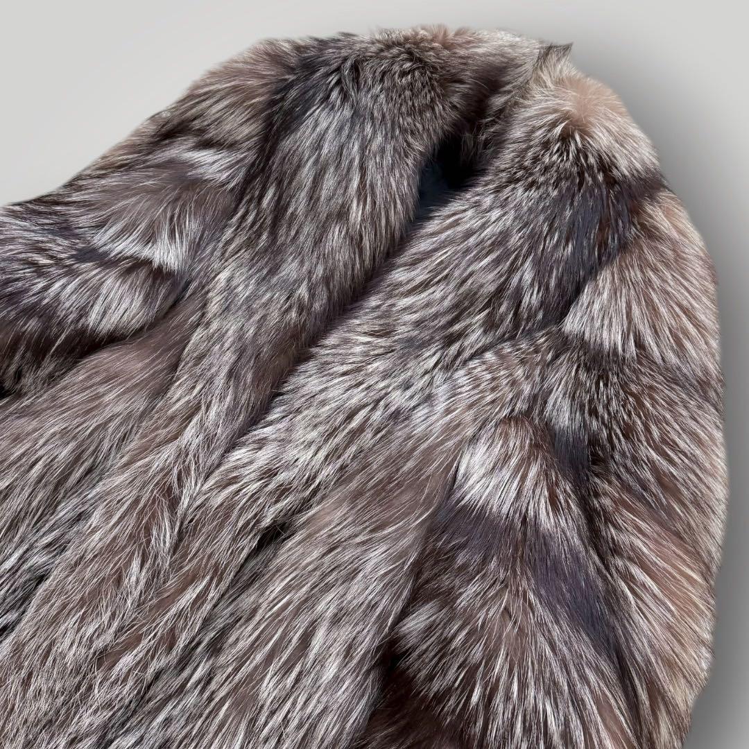 総丈100◎シルバーフォックス FOX ファーコート ふわふわ フリーサイズ