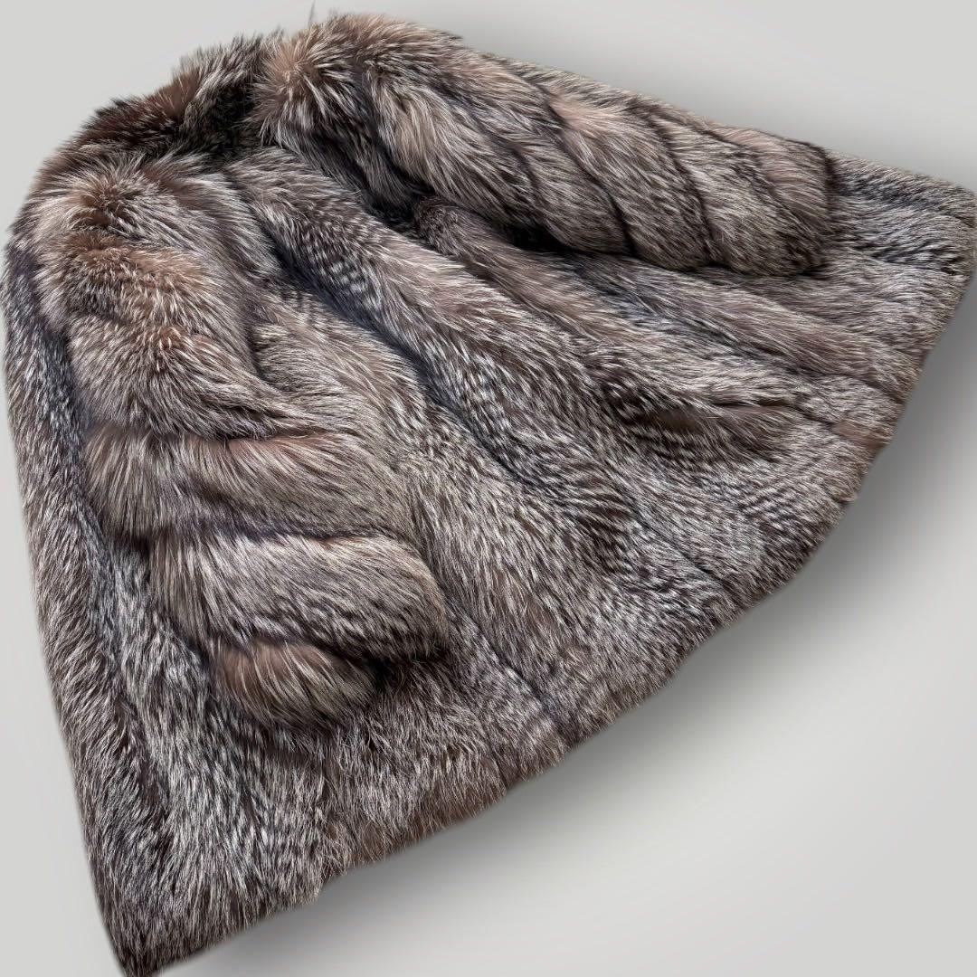 総丈100◎シルバーフォックス FOX ファーコート ふわふわ フリーサイズ