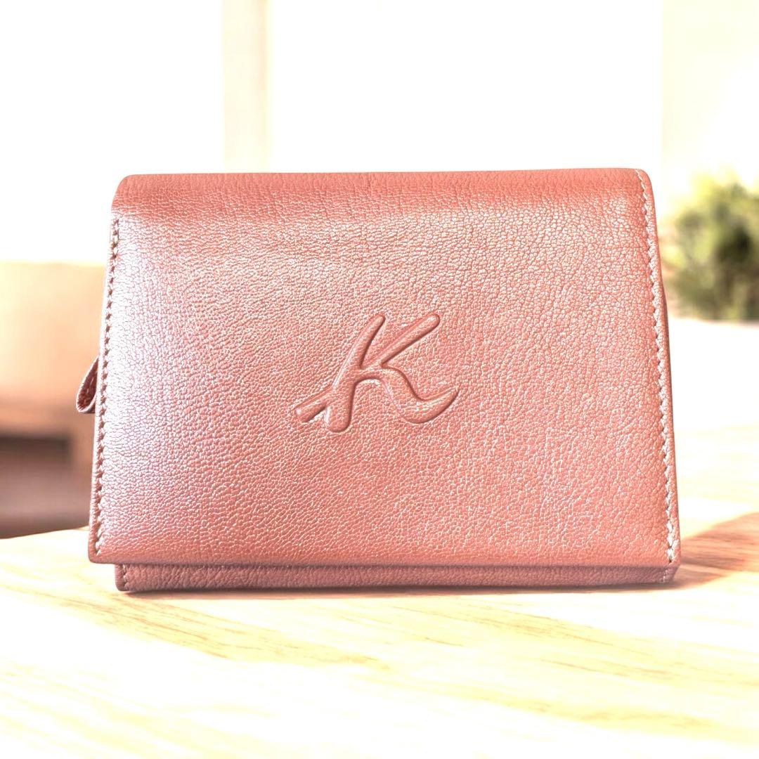 新品 KITAMURA キタムラ ピンク 桜色 ラメ レザー 折り財布