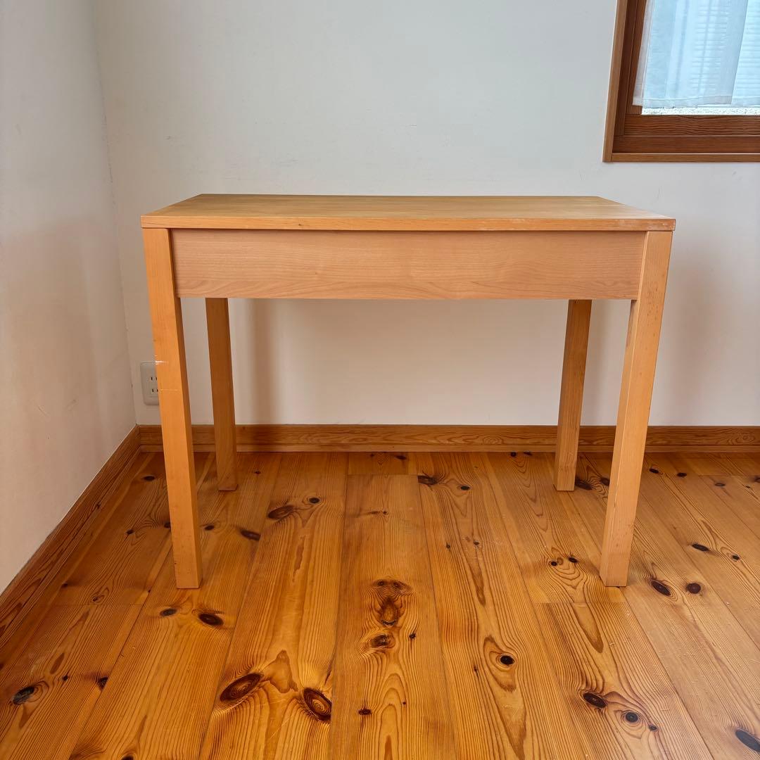 木製　デスク　ドレッサー　パソコンデスク　天然木　引き出し　ナチュラルウッド