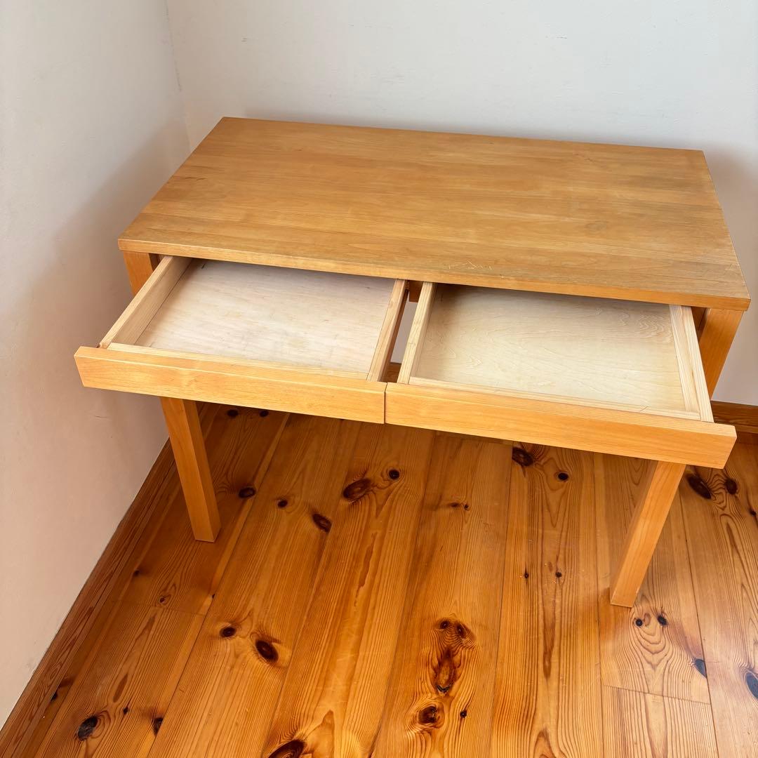 木製　デスク　ドレッサー　パソコンデスク　天然木　引き出し　ナチュラルウッド