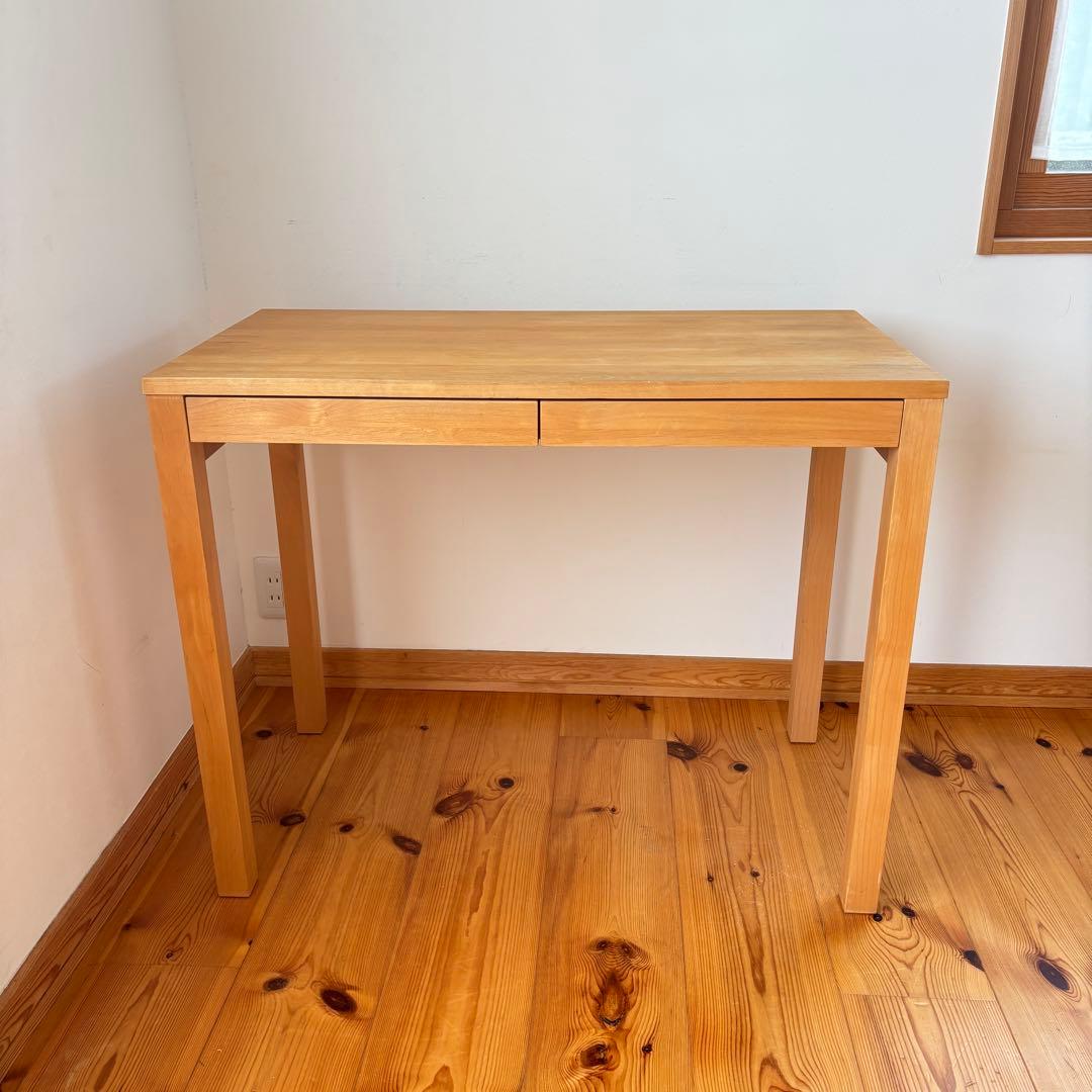 木製　デスク　ドレッサー　パソコンデスク　天然木　引き出し　ナチュラルウッド