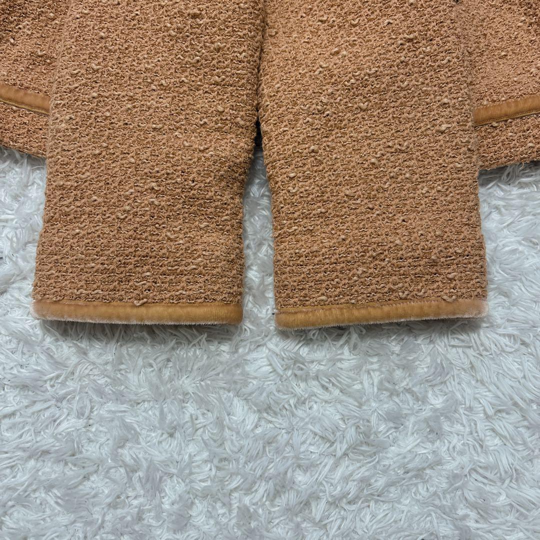 【FOXEY】フォクシー ノーカラーツイードジャケット シルク ロゴプレート