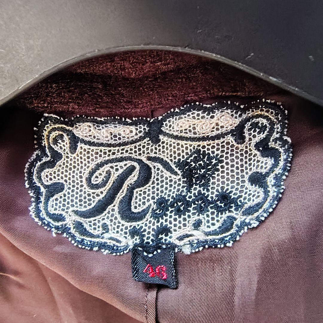 M7様　Rossa　46　ロングコート　フリル　ステッチ　お花　大きいサイズ