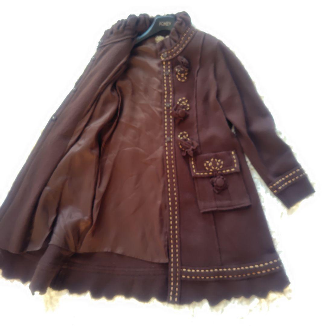 M7様　Rossa　46　ロングコート　フリル　ステッチ　お花　大きいサイズ