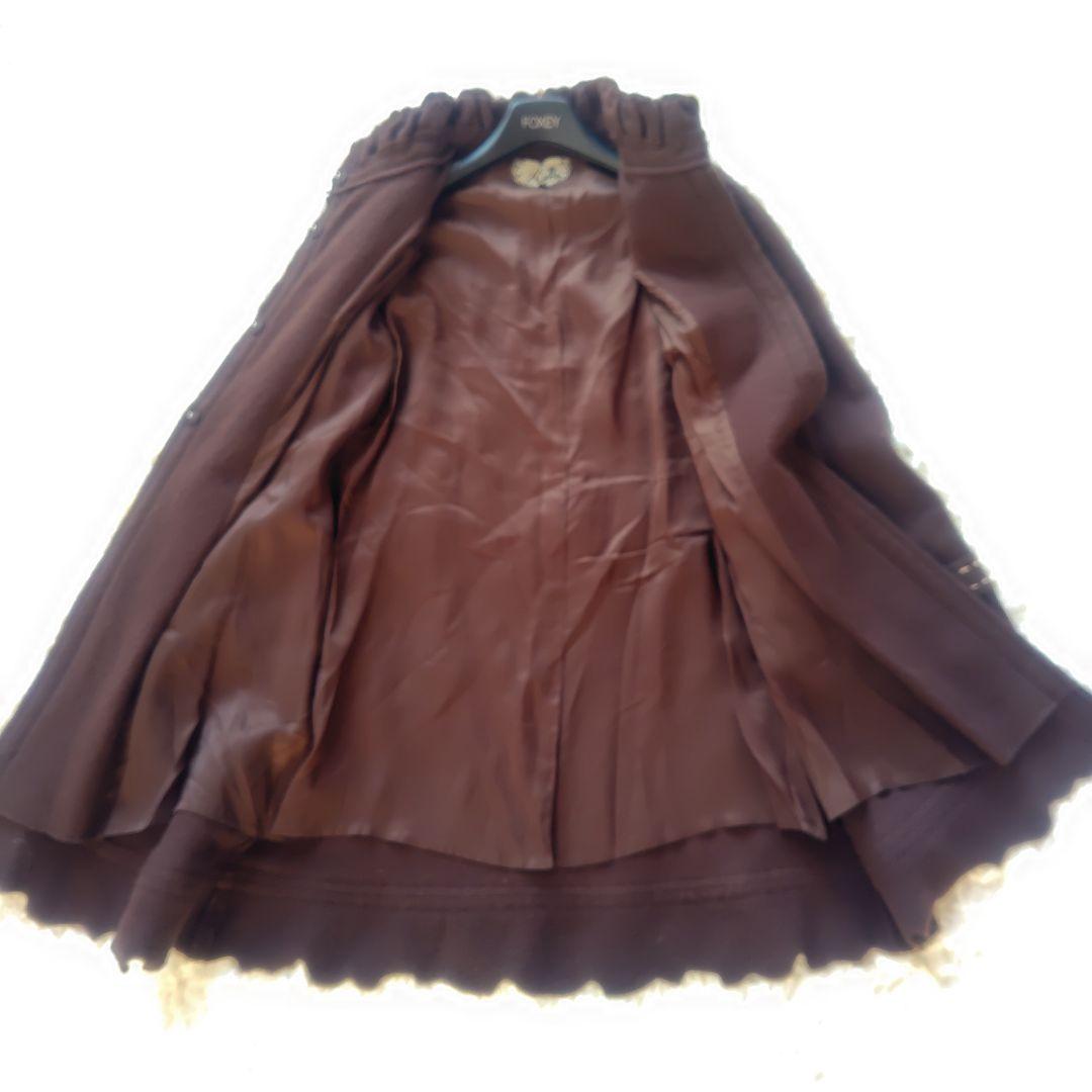 M7様　Rossa　46　ロングコート　フリル　ステッチ　お花　大きいサイズ