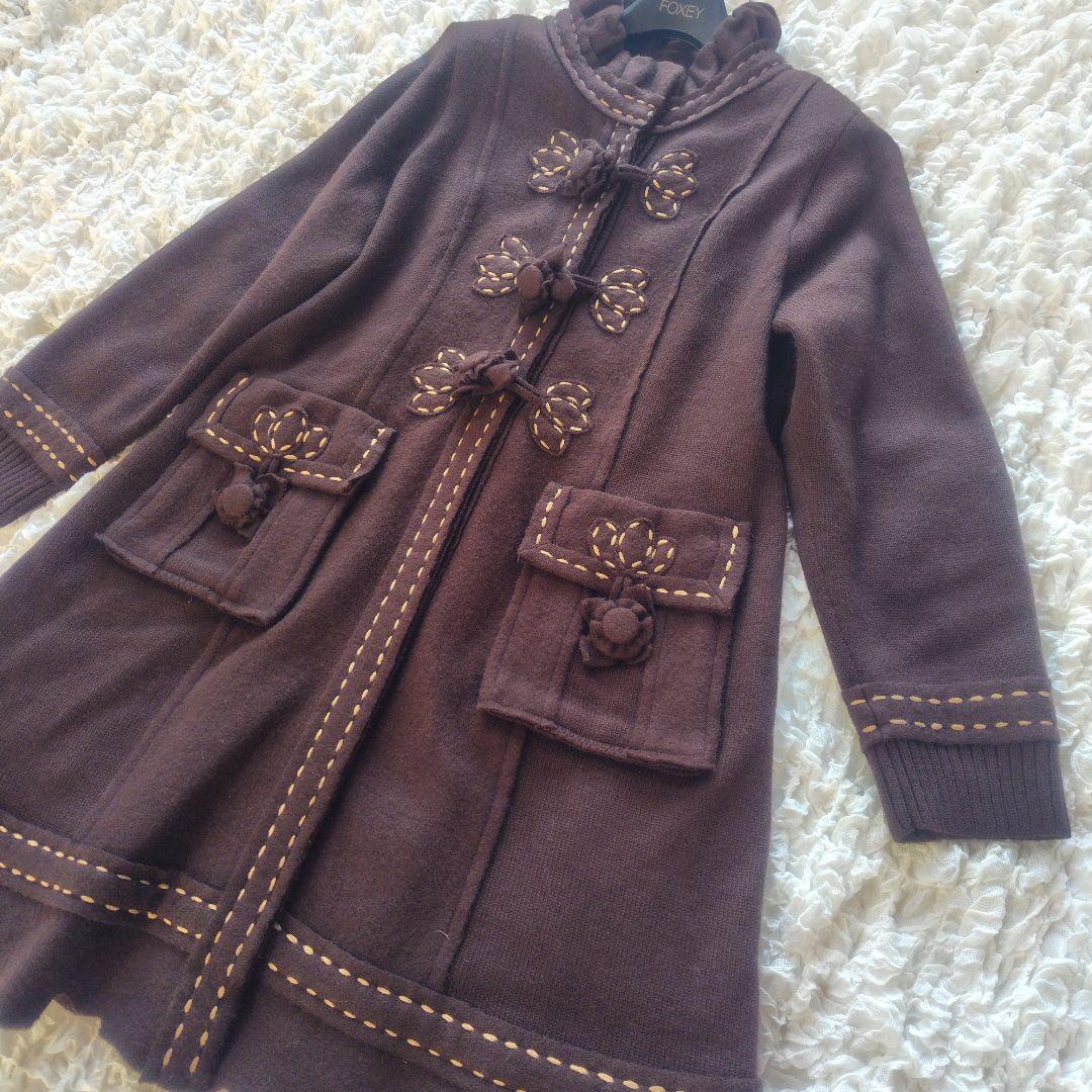 M7様　Rossa　46　ロングコート　フリル　ステッチ　お花　大きいサイズ