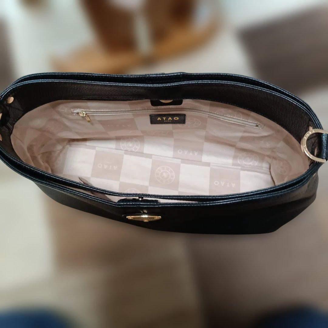 極美品✨ ATAO アタオ エルヴィ 2way ショルダー バッグ ブラック 黒