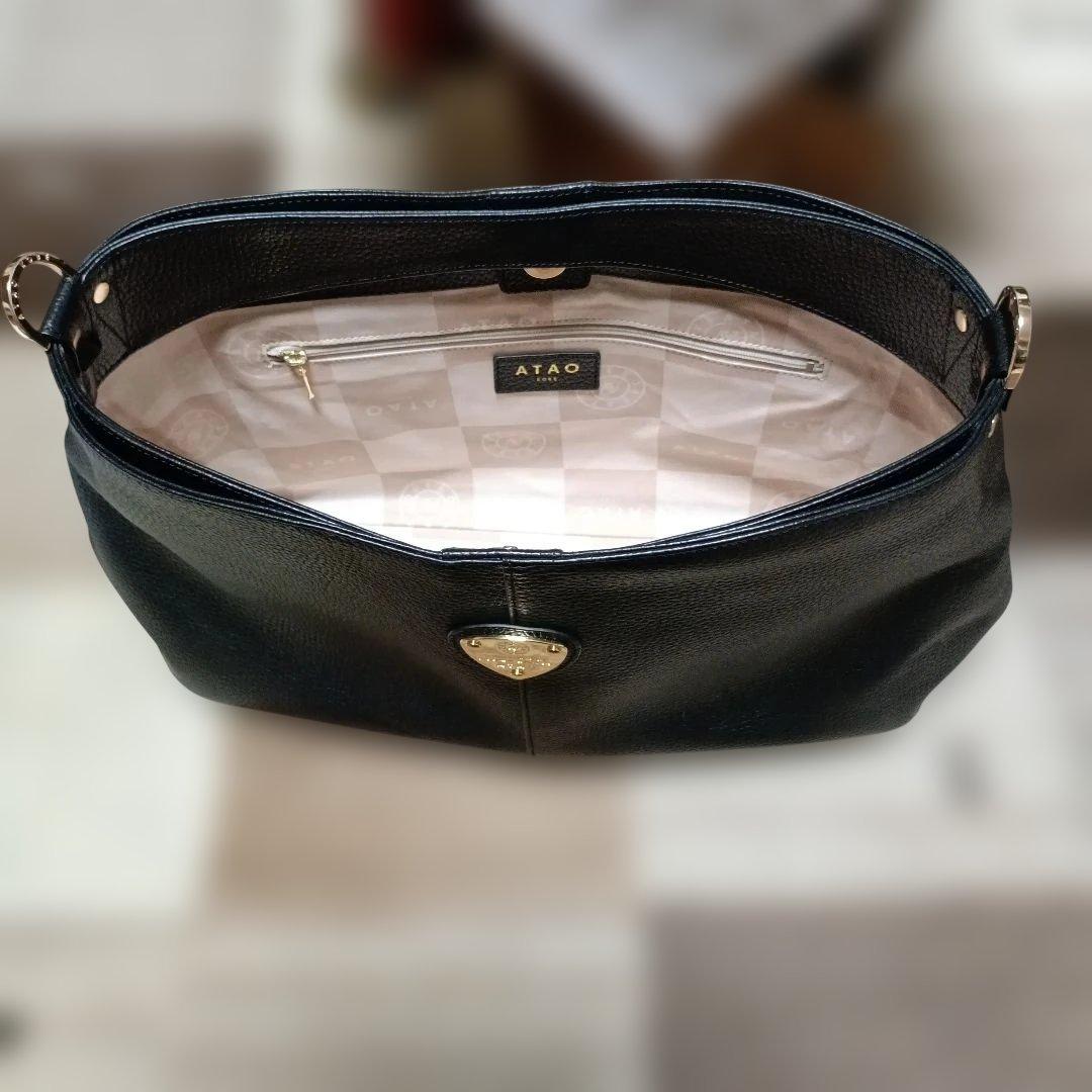 極美品✨ ATAO アタオ エルヴィ 2way ショルダー バッグ ブラック 黒