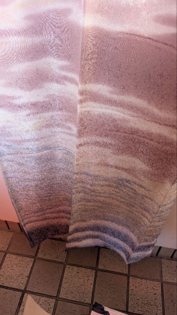 【美品•作家物】訪問着＆伊達襟•帯締め•帯揚げのセット 波模様 淡い紫色♪