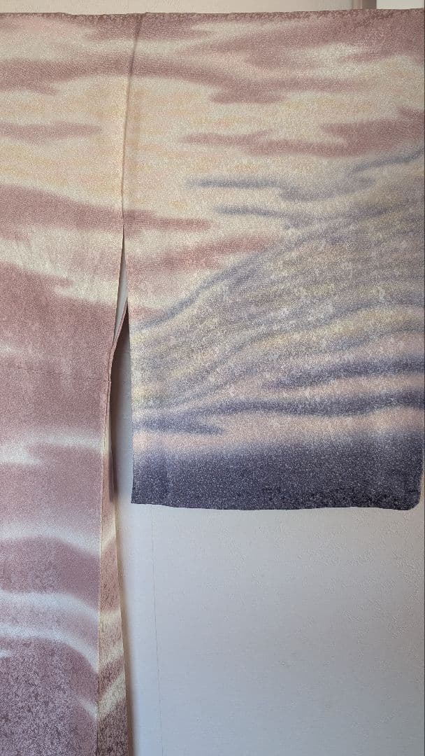 【美品•作家物】訪問着＆伊達襟•帯締め•帯揚げのセット 波模様 淡い紫色♪