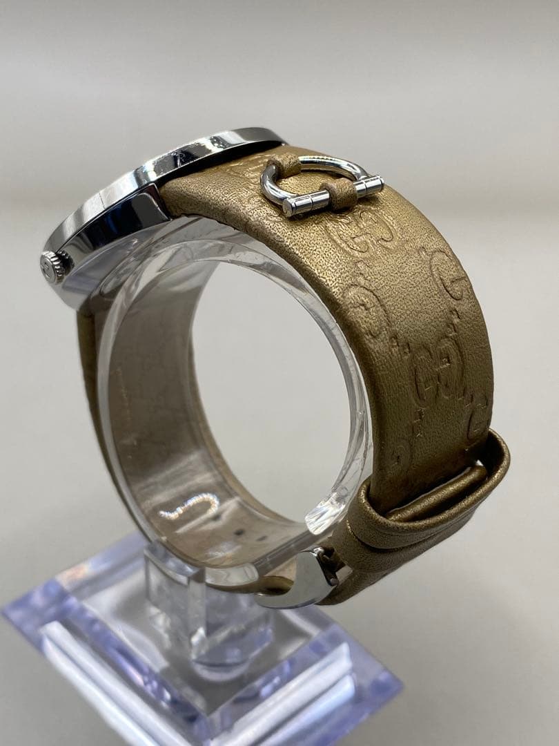 GUCCI ゴールドレザー 129.4 レディース腕時計