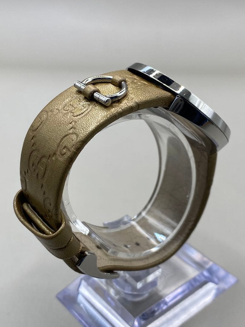 GUCCI ゴールドレザー 129.4 レディース腕時計