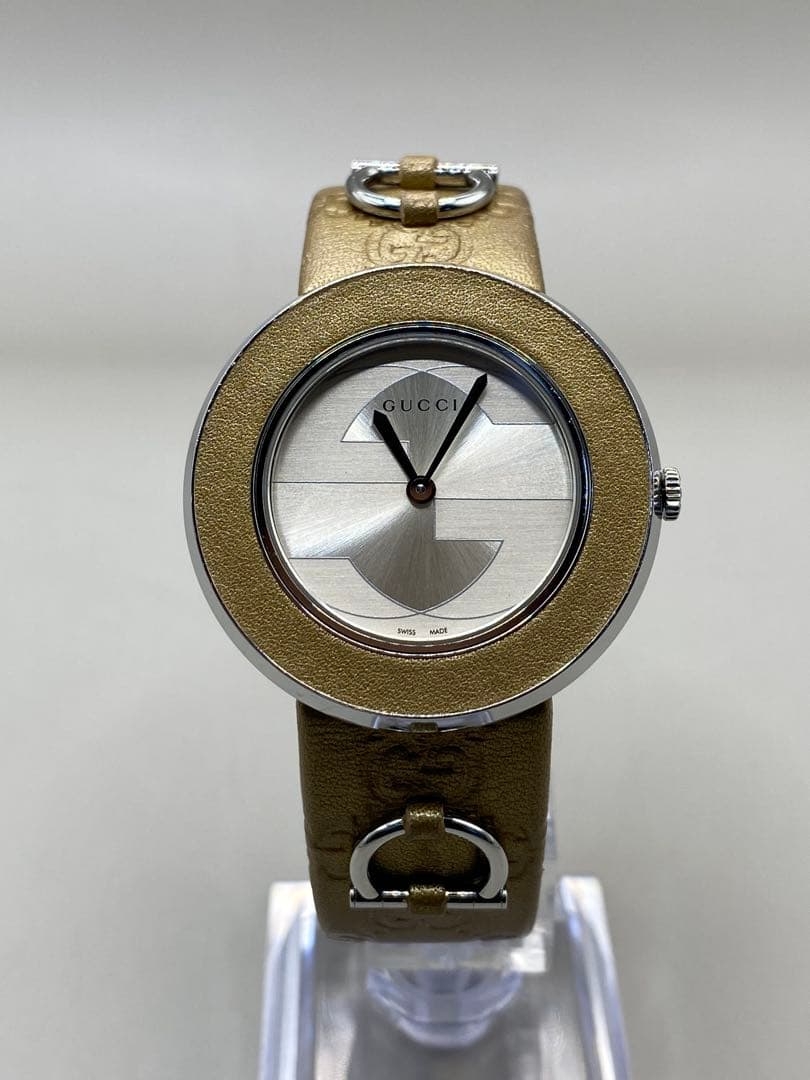 GUCCI ゴールドレザー 129.4 レディース腕時計