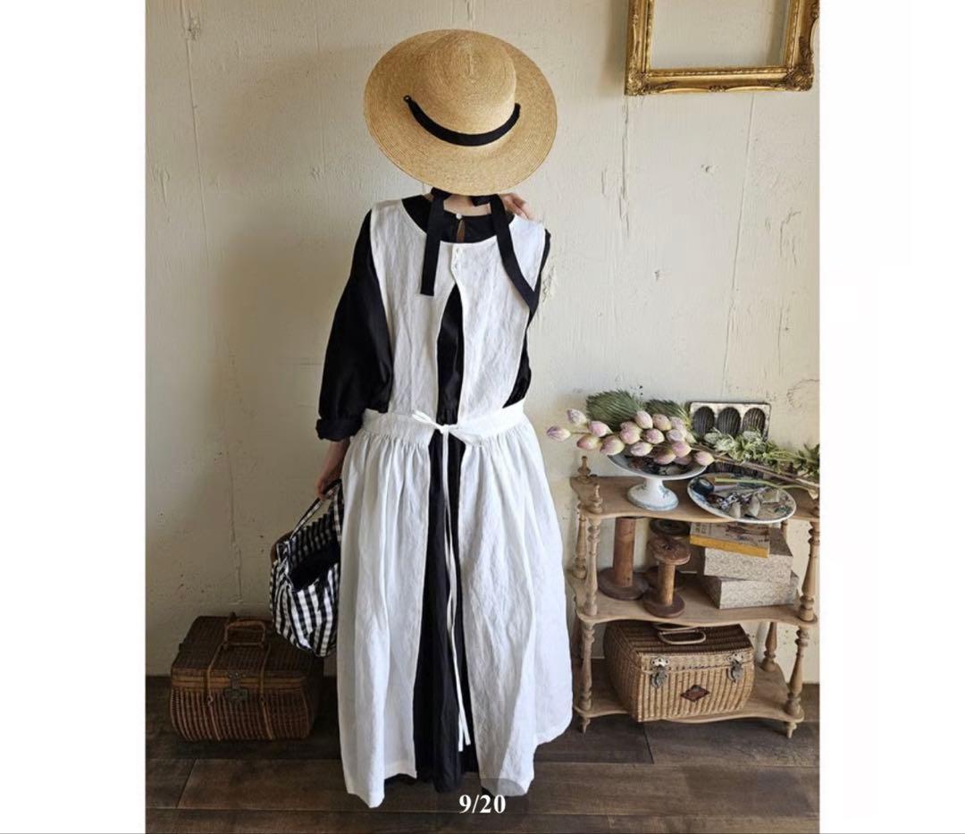 megurimegutte 2ウェイエプロンワンピース　リネン