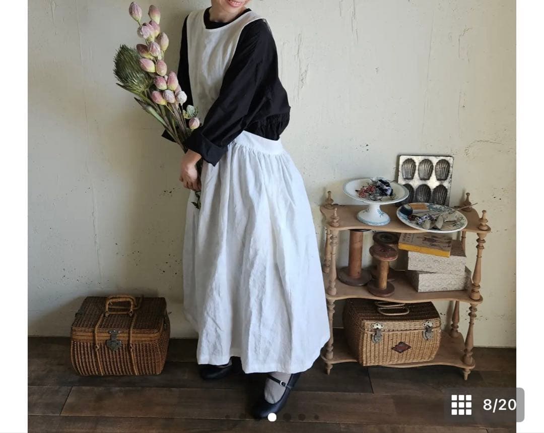 megurimegutte 2ウェイエプロンワンピース　リネン