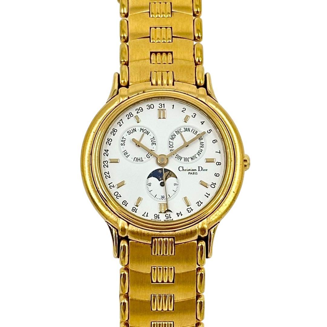 ディオール　腕時計　クロノグラフ　ムーンフェイズ　ゴールド　ラウンド　レディース