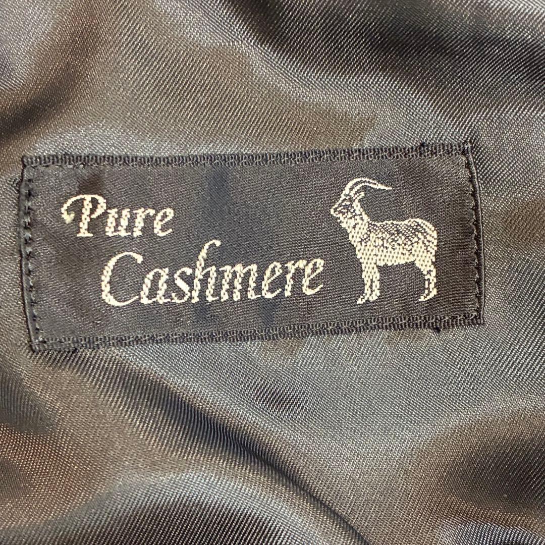 カシミア100% ダブルチェスターコート XL相当 マキシ丈 ロングコート 黒