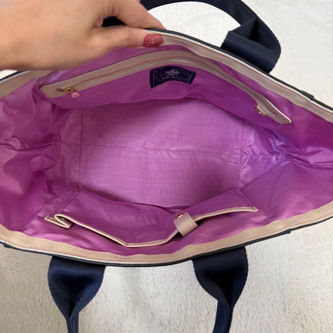 A.D.M.J トートバッグ A4 王冠 編み込み ネイビー 未使用級