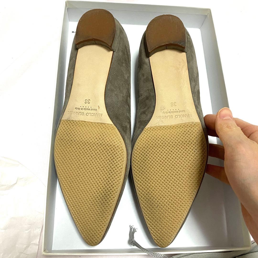 極美品 マノロブラニク BBフラットパンプス スエード 36 23㎝