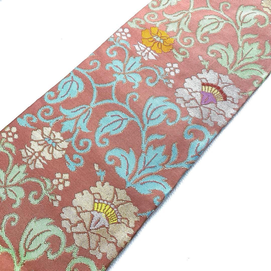 専用帯5121 ● たつむら 古代牡丹唐草 高級 正絹 名古屋仕立て 名古屋帯