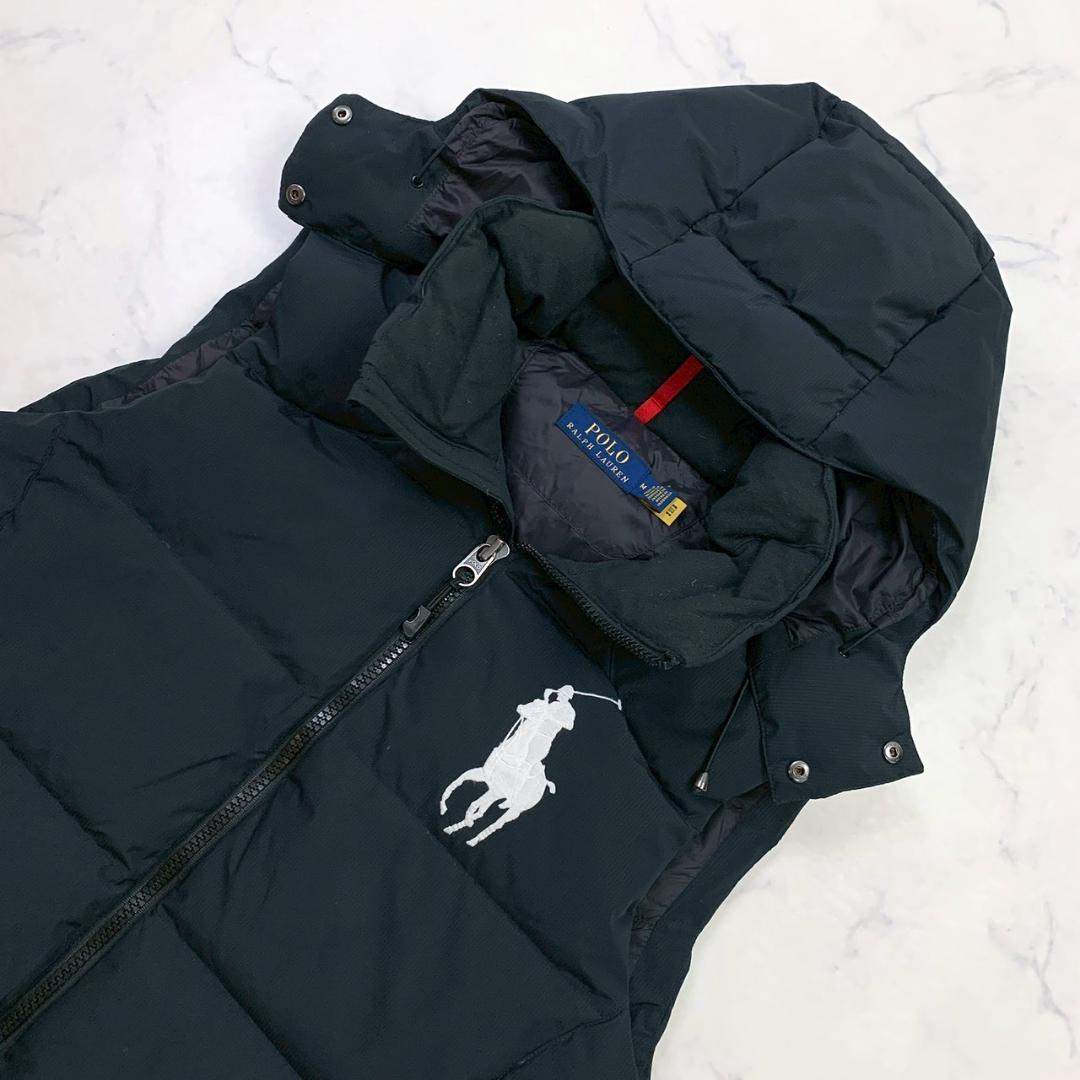 ポロラルフローレン ダウンベスト ビッグポニー刺繍 ブラック M　D908
