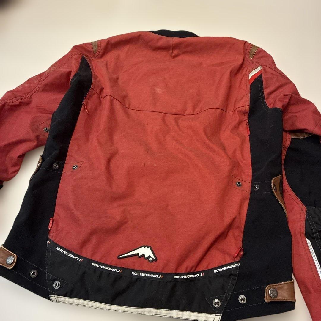 クシタニ ライダースジャケット レッド ナイロン バイカー 本革 使い バイク